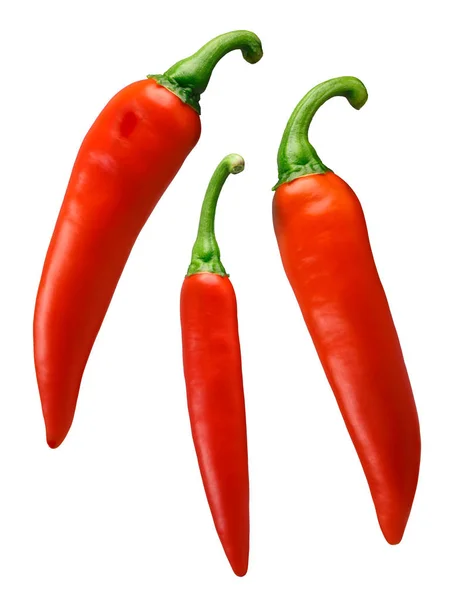 Paprika chile peppers, whole pods, paths — Stock Photo, Image