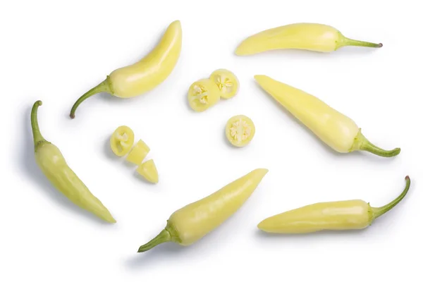 Banana peppers c. annuum, top view, paths