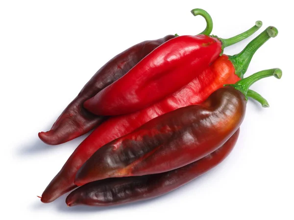 Röd lucka chile peppar högen, vägar, ovanifrån — Stockfoto