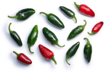 Jalapeno Şili biber, yolları, üstten görünüm