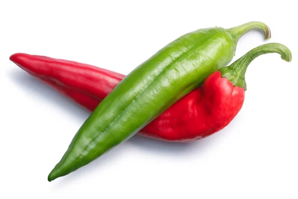 Rote oder grüne numex chiles gekreuzt, Ansicht von oben, Wege — Stockfoto