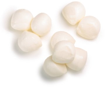 Mozzarella peyniri topları kazık, üstten görünüm, yolları