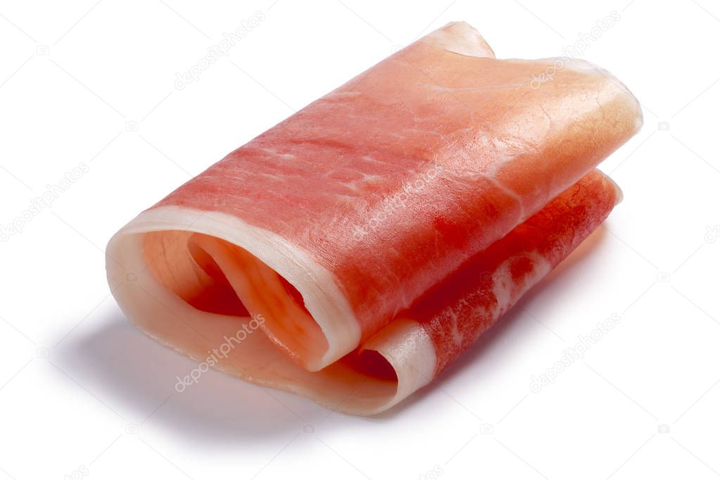 Cured meat ham jamon slice rolled up, paths