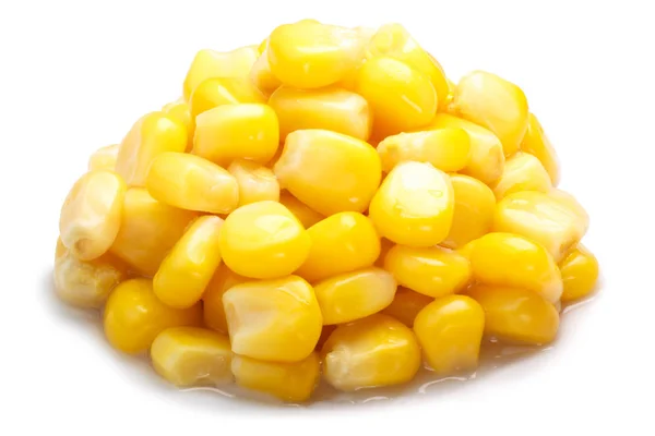 Pile of canned sweet corn grains — Stock Photo, Image
