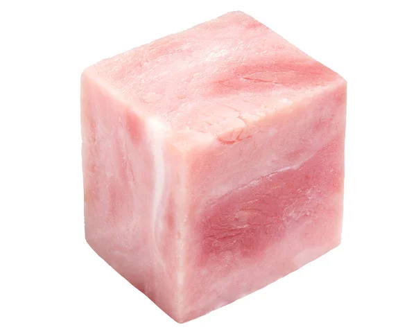 Cube of marbled ham, paths — Stock Photo, Image