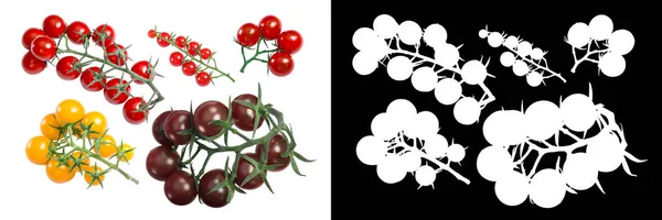 Clusters of cherry tomatoes, paths, top — Stock Photo, Image