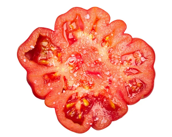 Ribbad tomat skiva saltade, topp, vägar — Stockfoto
