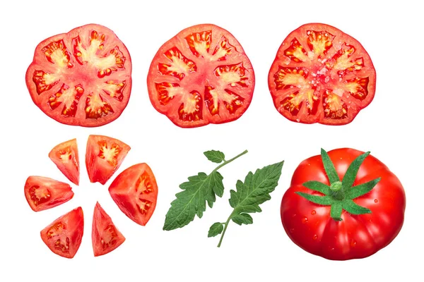 Pantano tomatoes whole, cut, top view — Stock Photo, Image