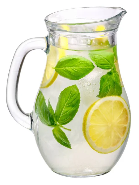 Basil lemon detox water pitcher — Stock Photo, Image