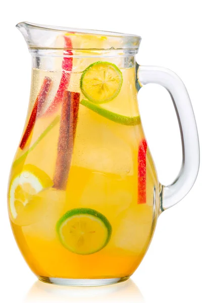 Iced apple cinnamon lemonade jug, paths — Stock Photo, Image