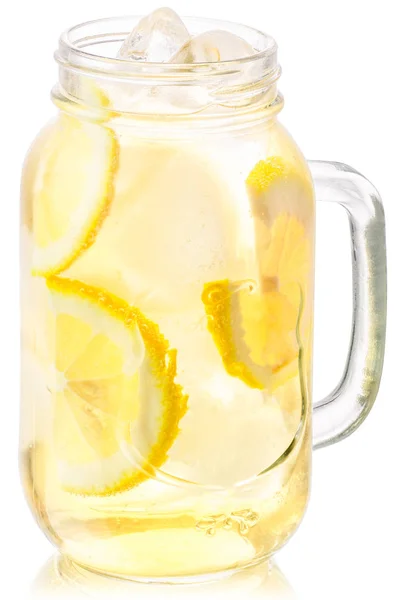 Iced lemonade in mason jar, paths — Stock Photo, Image