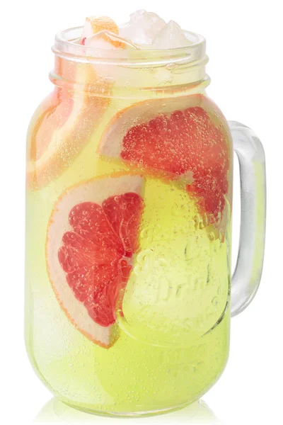 Grapefruit iced lemonade jar, paths — Stock Photo, Image