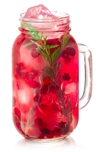 冰迷迭香红莓酒瓶，小径 — 图库照片