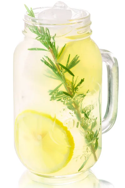 Iced rosemary lemonade jar, paths — Stock Photo, Image