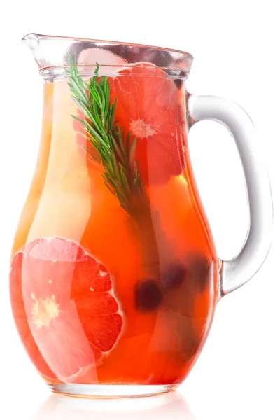 Grapefruit rosemary lemonade jug, paths — Stock Photo, Image