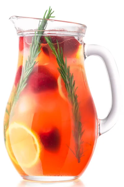 Strawberry rosemary lemonade jug, paths — Stock Photo, Image