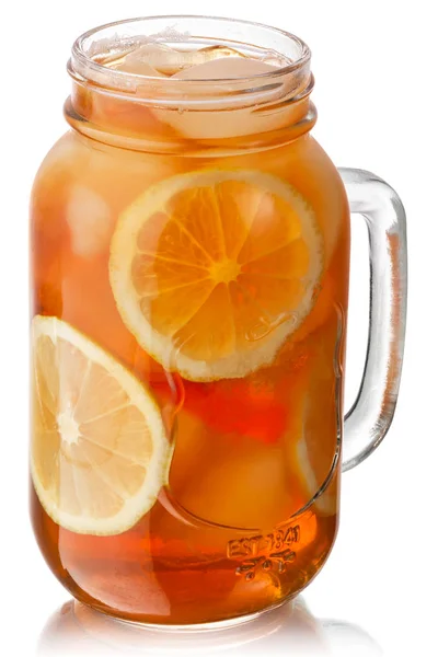 Iced lemon tea jar, paths — Stock Photo, Image