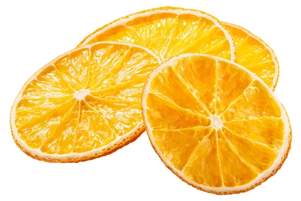 Апельсиновые Чипсы Высушенные Тонкие Ломтики Плодов Rus Sinensis Изолированные — стоковое фото