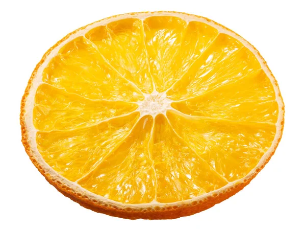 Sinaasappelspaander Een Gedroogd Dun Schijfje Citrus Sinensis Fruit Geïsoleerd — Stockfoto