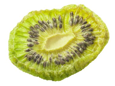 Kiwifruit cipsi, ince bir dilim kurutulmuş Actinidia deliciosa, izole edilmiş.