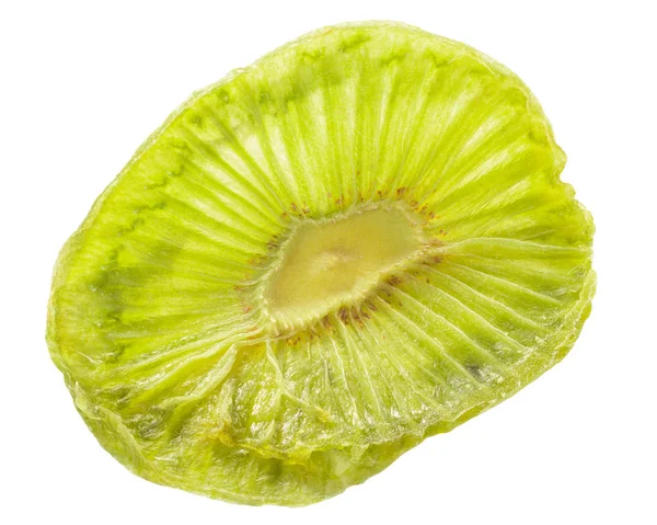 Kiwifruit Chip Egy Vékony Szárított Actinidia Deliciosa Szelet Izolált — Stock Fotó