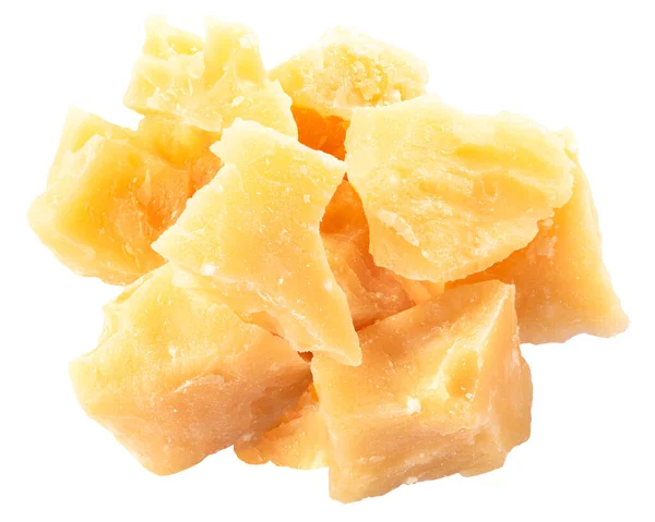 Pile Parmesan Pieces Isolated Top View — Stock Photo, Image