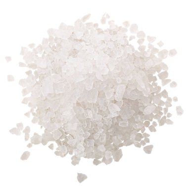 Pile of coarsely ground rock sea salt isolated, top view clipart