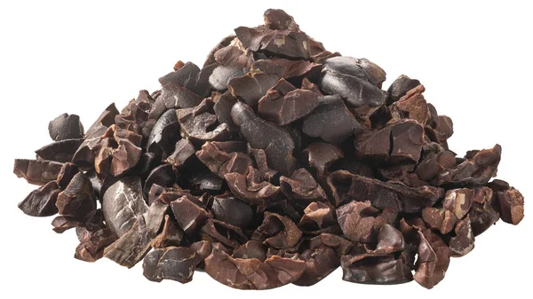 Kakao Parçaları Izole Edilmiş Bir Parça Kakao Çekirdeği — Stok fotoğraf