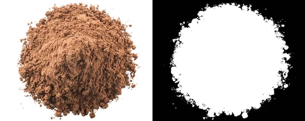 Stapel Gemalen Cacao Cacaopoeder Geïsoleerd Bovenaanzicht — Stockfoto