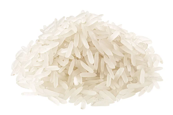 Pilha Arroz Branco Alongado Cru Isolada — Fotografia de Stock