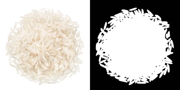 Pilha Arroz Branco Alongado Cru Isolado Vista Superior — Fotografia de Stock