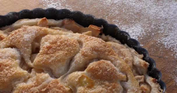 Puff Pastry Covered Lightly Sugared Apple Tart — Stockvideo