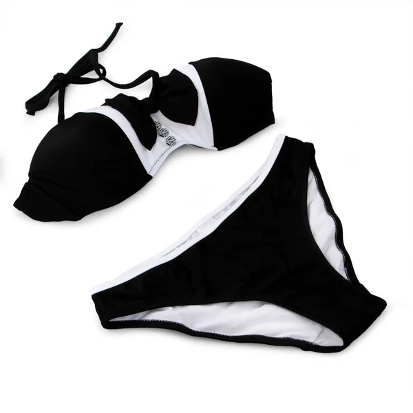 Costume Bagno Nero Isolato Sfondo Bianco Con Percorso Ritaglio — Foto Stock