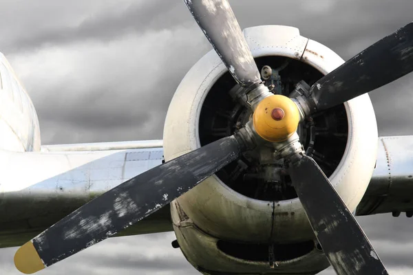 Vliegtuig Motor Met Propeller — Stockfoto