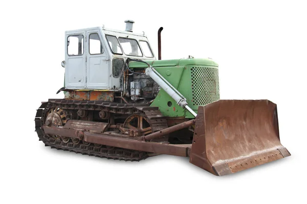Old bulldozer isolated on white background — Stock Photo, Image