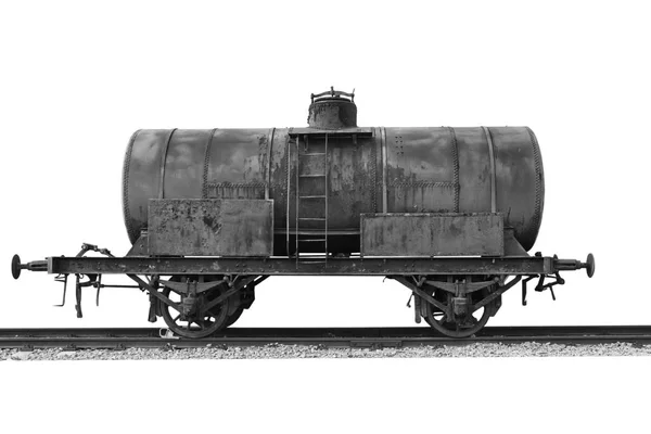 Abandoned Rusty Railway Containers Old Cargo Wagon Isolated White Backgound — Stock Photo, Image