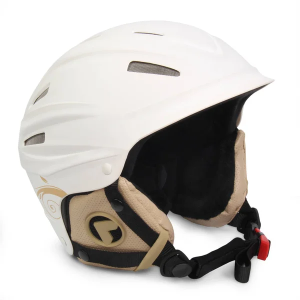 Lyžařskou helmu na bílém pozadí — Stock fotografie