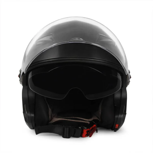Черный Мотоциклетный Шлем Белом Фоне — стоковое фото