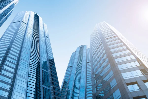 Modern skyscrapers glass building business district. — Stock Photo, Image