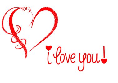 Sevgililer Günü konsepti. Kırmızı sevgililer günü kalpleri ve ben seni seviyoruz. Beyaz arka plan üzerine yazdığın metin izole..