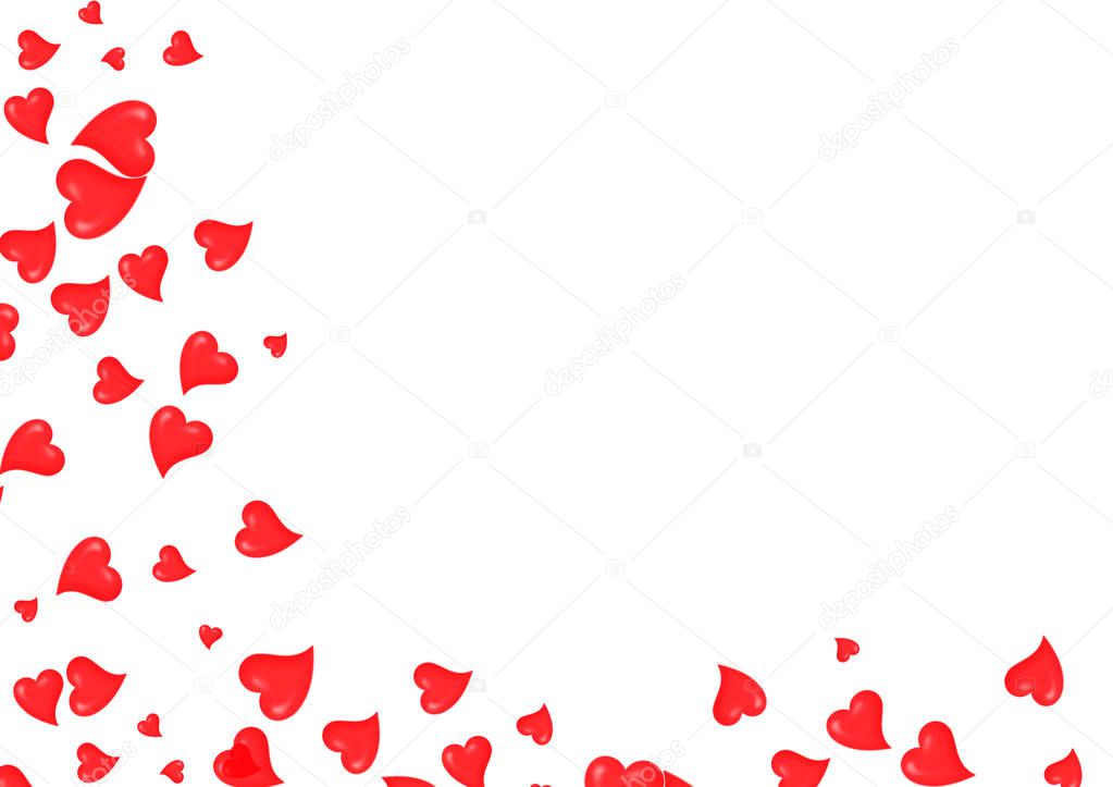 Valentine`s day concept background. Red valentine hearts  on white background isolated.
