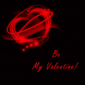 Je čas na Valentýna! Červená srdce a zprávy pro Valentýna na černém pozadí.