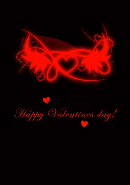 バレンタインデーの時間だ 黒を背景にバレンタインデーの赤いハートとメッセージ — ストック写真