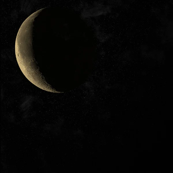 Night sky with moon and stars. Nature's background of beauty. Part of the moon with a black background. Illustration.