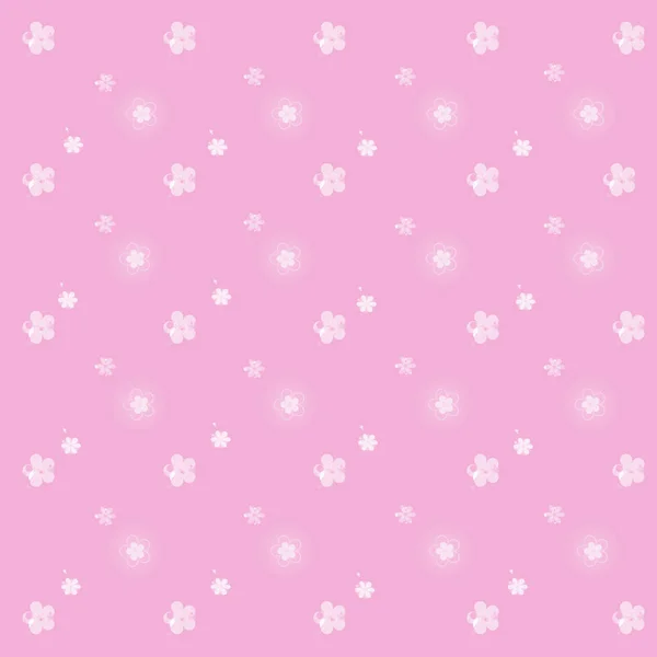 柔らかいピンクの背景に様々なサイズの白い花を繰り返します 女性の花のシームレスなパターン イラスト — ストック写真