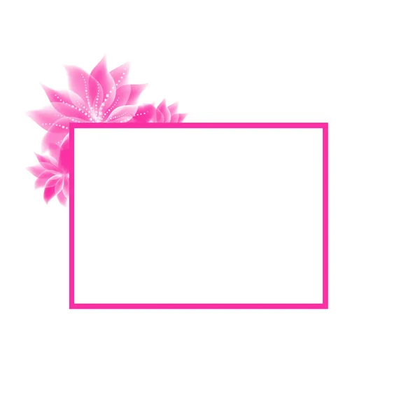 Det Vår Tomma Kort Med Rosa Ram Och Rosa Blommor — Stockfoto