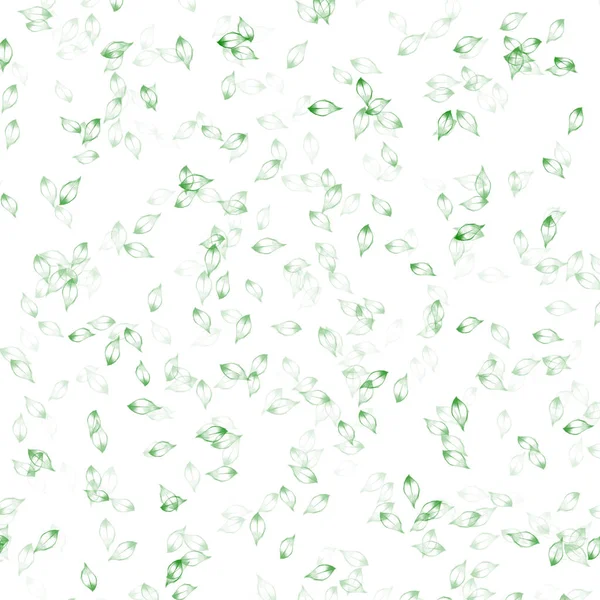 白色背景上的绿色小叶重复出现 植物无缝图案 — 图库照片
