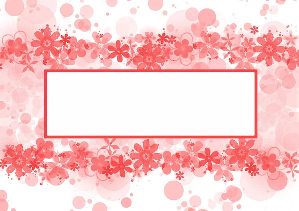 Spring Time Blank Card Red Frame Red Flowers White Background — Stock Photo, Image