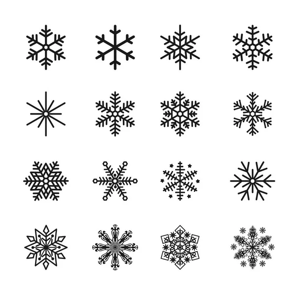 Iconos de copo de nieve Negro Vector Silueta Ilustración Ilustraciones de stock libres de derechos
