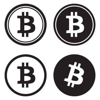 Bitcoin siyah ve beyaz siluet vektör çizimler